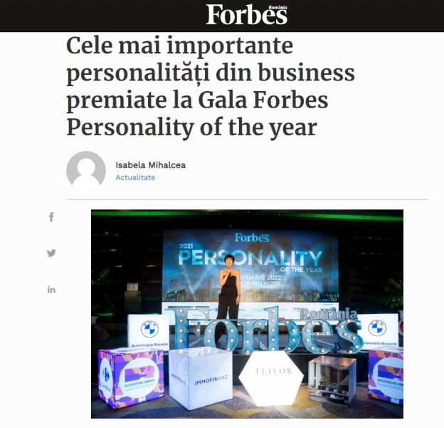 Cele mai importante personalități din business premiate la Gala Forbes Personality of the Year
